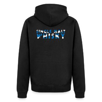 Single Malt Whisky Worte Flagge von Schottland - Unisex Premium Bio Zip Hoodie - Schwarz - Hinten - Nico (187cm)