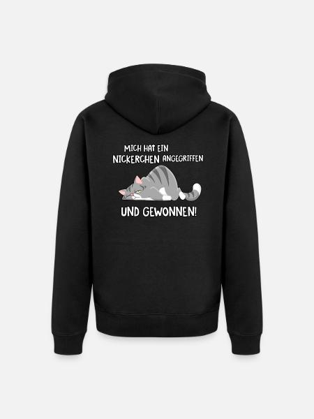 Mich hat ein Nickerchen angegriffen - Unisex Premium Bio Zip Hoodie - Schwarz
