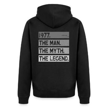 Né en 1977 Homme Mythe Légende Anniversaire - Veste à capuche bio Premium Unisexe - noir - Dos - Nico (187cm)