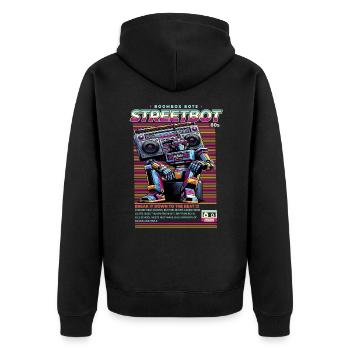 Roboter, Vintage - Unisex Premium Bio Zip Hoodie - Schwarz - Hinten - Nico (187cm)