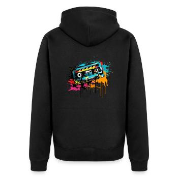 Colorful Cassette 80s 90s Retro Vintage Music - Unisex Premium Organic Zip Hoodie - black - Back - Nico (187cm)
