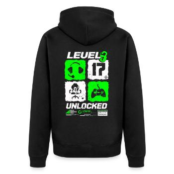 Niveau débloqué Gamer Anniversaire 17 ans - Veste à capuche bio Premium Unisexe - noir - Dos - Nico (187cm)