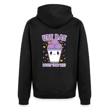 Ube Bae Süße Liebe für Eisfans - Unisex Premium Bio Zip Hoodie - Schwarz - Hinten - Nico (187cm)