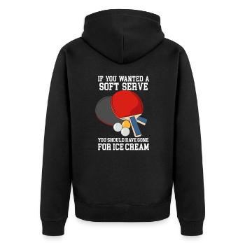 Soft Serve Tischtennis Witz - Unisex Premium Bio Zip Hoodie - Schwarz - Hinten - Nico (187cm)