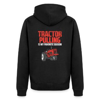 Tractor Pulling Season Fan - Unisex Premium Organic Zip Hoodie - black - Back - Nico (187cm)