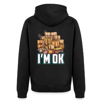 I'm Ok - Funny Postman Motif - Unisex Premium Organic Zip Hoodie - black - Back - Nico (187cm)