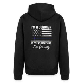 Forensic Forensic Scientist Black Humor Design - Unisex Premium Organic Zip Hoodie - black - Back - Nico (187cm)