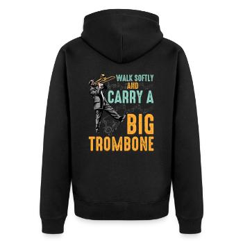 Posaunen-Humor Für Marschkapellen-Fans - Unisex Premium Bio Zip Hoodie - Schwarz - Hinten - Nico (187cm)