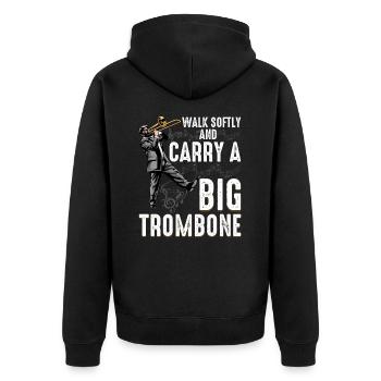 Posaunen-Humor Für Marschkapellen-Fans - Unisex Premium Bio Zip Hoodie - Schwarz - Hinten - Nico (187cm)
