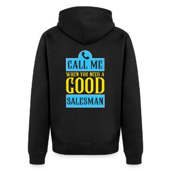 Guter Verkäufer Verkaufsexperten Humor - Unisex Premium Bio Zip Hoodie - Schwarz - Hinten - Nico (187cm)