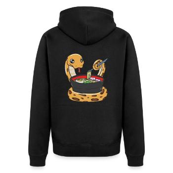 Königspython Isst Ramen - Unisex Premium Bio Zip Hoodie - Schwarz - Hinten - Nico (187cm)
