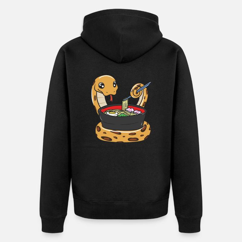 Königspython Isst Ramen - Unisex Premium Bio Zip Hoodie - Schwarz