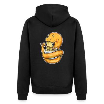 Königspython Isst Ramen - Unisex Premium Bio Zip Hoodie - Schwarz - Hinten - Nico (187cm)