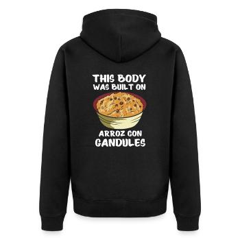 Arroz Con Gandules Puerto Rican Food - Unisex Premium Organic Zip Hoodie - black - Back - Nico (187cm)