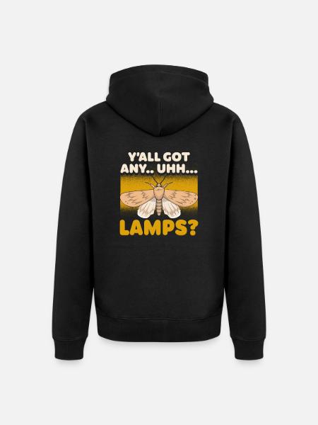 Y'all Got Any Lamps Entomologist Moth Saying - Unisex Premium Organic Zip Hoodie - black