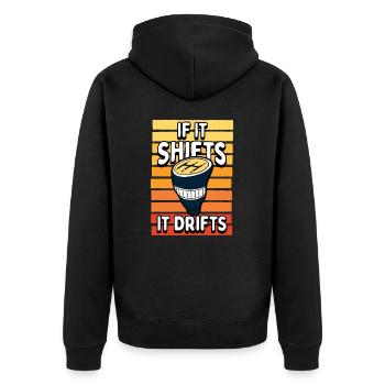 Drift Mit Schaltgetriebe Autoliebhaber Humor - Unisex Premium Bio Zip Hoodie - Schwarz - Hinten - Nico (187cm)