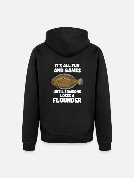 Flunder Fischen Lustiger Angler Spruch - Unisex Premium Bio Zip Hoodie - Schwarz