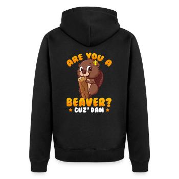 Cheeky beaver saying for beaver lovers - Unisex Premium Organic Zip Hoodie - black - Back - Nico (187cm)
