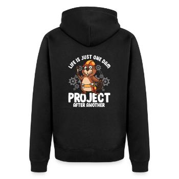 Frecher Biber Spruch Für Biberliebhaber - Unisex Premium Bio Zip Hoodie - Schwarz - Hinten - Nico (187cm)