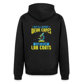 Heroes in the Laboratory - Microscope Chemistry Humor - Unisex Premium Organic Zip Hoodie - black - Back - Nico (187cm)