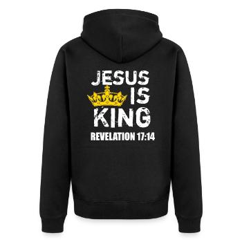 Jesus is King (Crown) - Faith Christian Jesus4m3 - Unisex Premium Organic Zip Hoodie - black - Back - Nico (187cm)