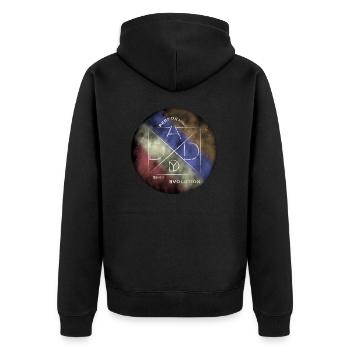 Performing Daddy Evolution - Unisex Premium Bio Zip Hoodie - Schwarz - Hinten - Nico (187cm)