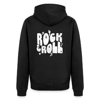 Rock and Roll - Unisex Premium Organic Zip Hoodie - black - Back - Nico (187cm)