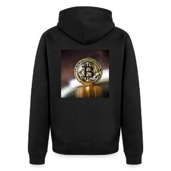 Bitcoin, Lune et étoiles - Veste à capuche bio Premium Unisexe - noir - Dos - Nico (187cm)