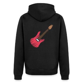 Red Guitar - Unisex Premium Bio Zip Hoodie - Schwarz - Hinten - Nico (187cm)