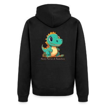 Fast Fierce Dinosaurs - Unisex Premium Organic Zip Hoodie - black - Back - Nico (187cm)