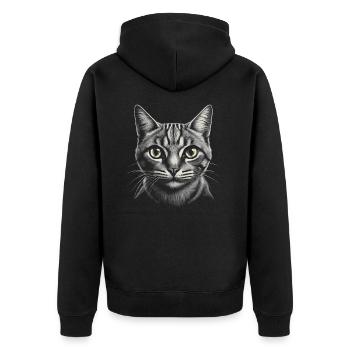 Cat Portrait Artwork | Animal motif cat - Unisex Premium Organic Zip Hoodie - black - Back - Nico (187cm)
