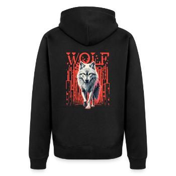 Wolf Portrait Artwork | Animal motif wolf - Unisex Premium Organic Zip Hoodie - black - Back - Nico (187cm)