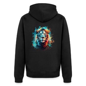 Lion Animal Print Art Animal Lover Colorful Lion - Unisex Premium Organic Zip Hoodie - black - Back - Nico (187cm)