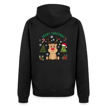 Merry Christmas Celebrate with Joy - Unisex Premium Organic Zip Hoodie - black - Back - Nico (187cm)