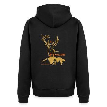 Jäger Geschenk Waidmannsheil-Jagen ist Naturschutz - Unisex Premium Bio Zip Hoodie - Schwarz - Hinten - Nico (187cm)