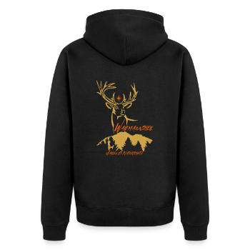 Jäger Geschenk Waidmannsheil-Jagen ist Naturschutz - Unisex Premium Bio Zip Hoodie - Schwarz - Hinten - Nico (187cm)