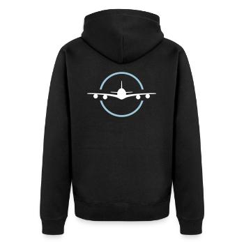 ★ Les couleurs de conception peuvent être modifiées ★ Avion de face, cercle - Veste à capuche bio Premium Unisexe - noir - Dos - Nico (187cm)