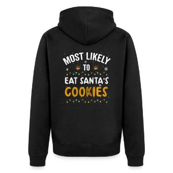 Le plus susceptible de manger des biscuits du Père Noël, Noël - Veste à capuche bio Premium Unisexe - noir - Dos - Nico (187cm)