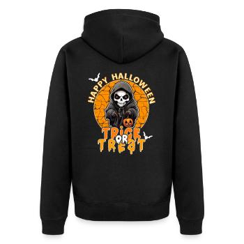 Halloween Design Creepy Skeleton Design - Unisex Premium Organic Zip Hoodie - black - Back - Nico (187cm)