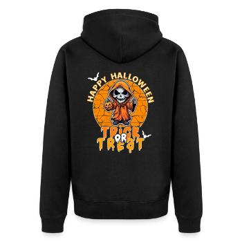 Halloween Design Creepy Skeleton Design - Unisex Premium Organic Zip Hoodie - black - Back - Nico (187cm)
