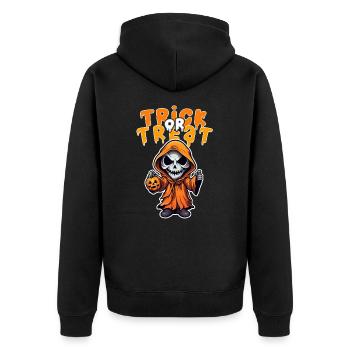 Halloween Design Creepy Skeleton Design - Unisex Premium Organic Zip Hoodie - black - Back - Nico (187cm)