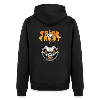 Halloween Design Creepy Pumpkin Design - Unisex Premium Organic Zip Hoodie - black - Back - Nico (187cm)