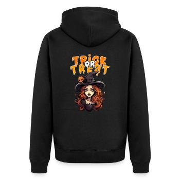 Halloween Design Creepy Witch Design - Unisex Premium Organic Zip Hoodie - black - Back - Nico (187cm)