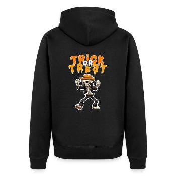 Halloween Design Creepy Skeleton Design - Unisex Premium Organic Zip Hoodie - black - Back - Nico (187cm)