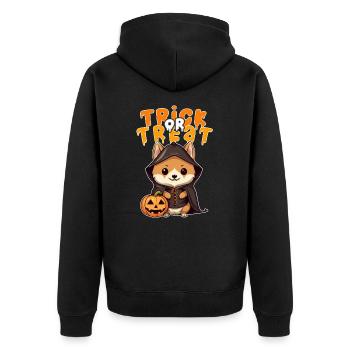 Halloween Design Shiba Inu Design - Unisex Premium Organic Zip Hoodie - black - Back - Nico (187cm)