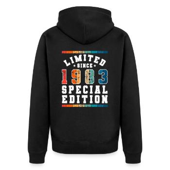 Limited Edition since 1983 Birthday Gift - Unisex Premium Organic Zip Hoodie - black - Back - Nico (187cm)