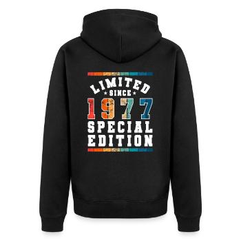 Limited Edition since 1977 Birthday Gift - Unisex Premium Organic Zip Hoodie - black - Back - Nico (187cm)