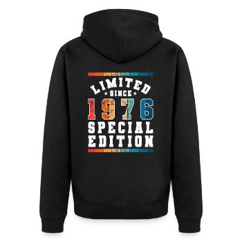 Limited Edition since 1976 Birthday Gift - Unisex Premium Organic Zip Hoodie - black - Back - Nico (187cm)