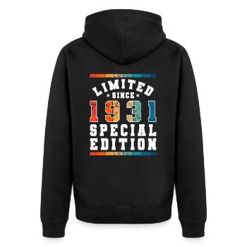 Limited Edition since 1931 Birthday Gift - Unisex Premium Organic Zip Hoodie - black - Back - Nico (187cm)