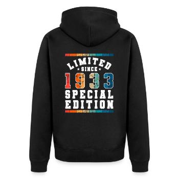Édition limitée depuis 1933 Cadeau d’anniversaire - Veste à capuche bio Premium Unisexe - noir - Dos - Nico (187cm)